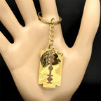 Jesus Gold Pendant Blade Razor Shape Key Keyring
