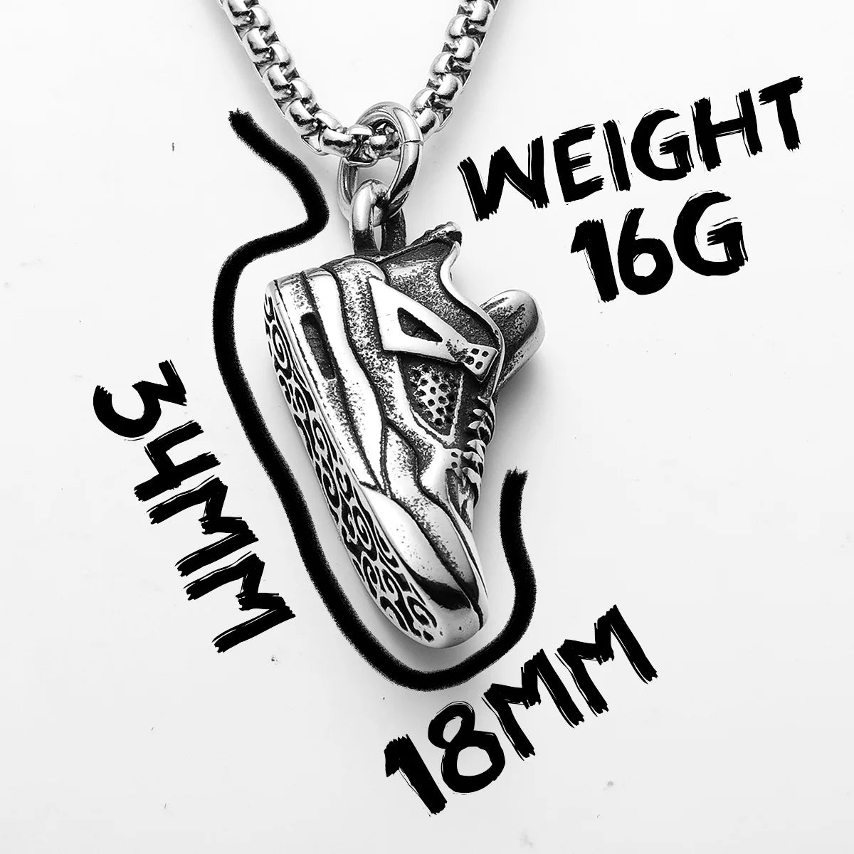 Basketball Shoe Pendant — Stainless Steel