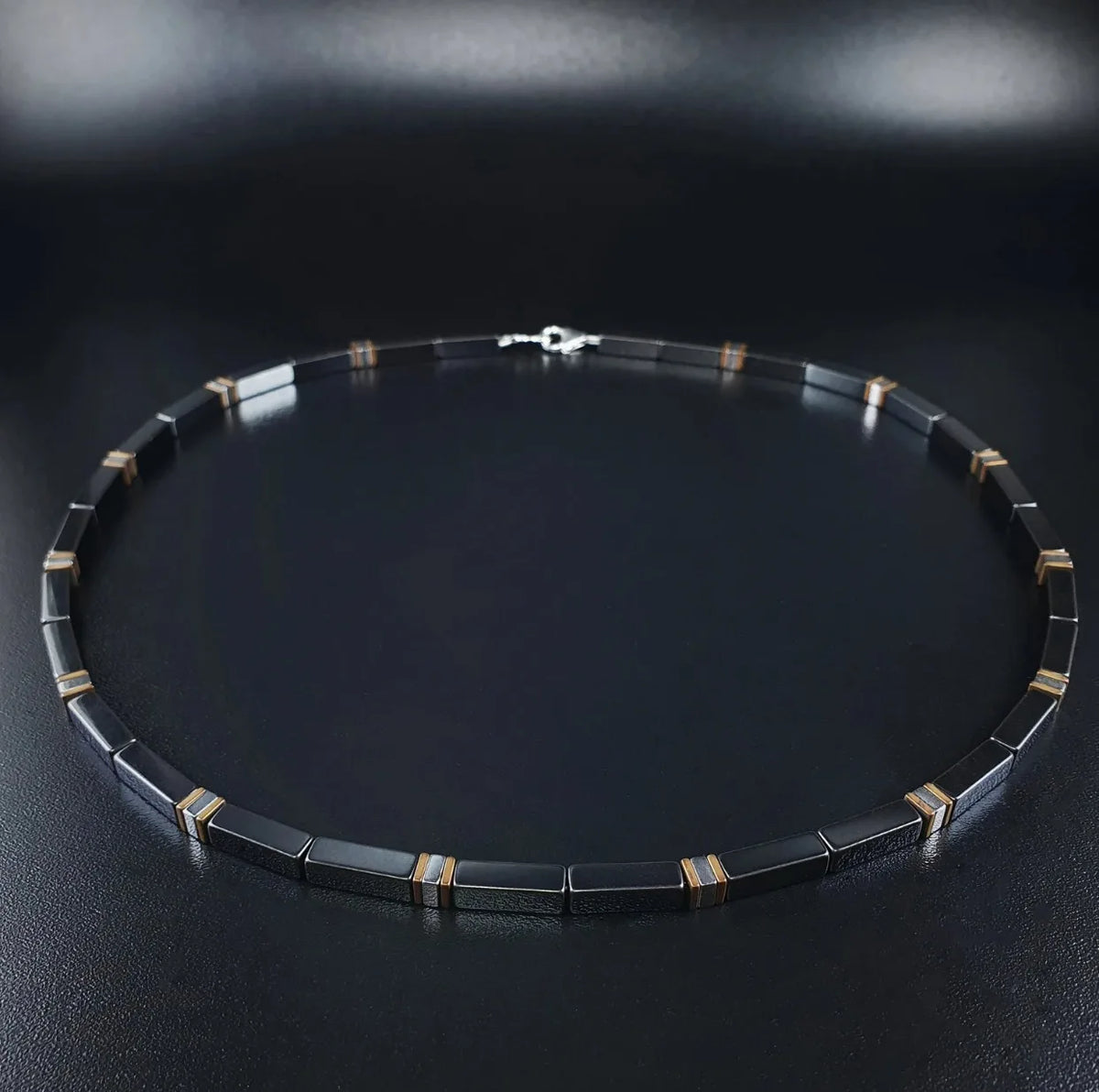 Heishi Turquoise Men Necklace with Hematite Men Necklace Stone Necklace Onyx Mens Necklace