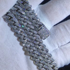 925 Silver Cuban Chain Necklace Iced Out 10-20MM