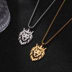Lion King Crown Box Chain Pendant — Stainless Steel