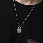 Vintage Boundless Joy Stone Pendant For Men Jewelry Ethnic Style Lucky Chain Necklace Male Personality Sweater Accessories