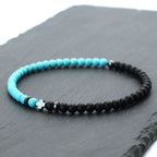 Bicolor Natural Stone 4mm Beaded Bracelet for Men — Elastic