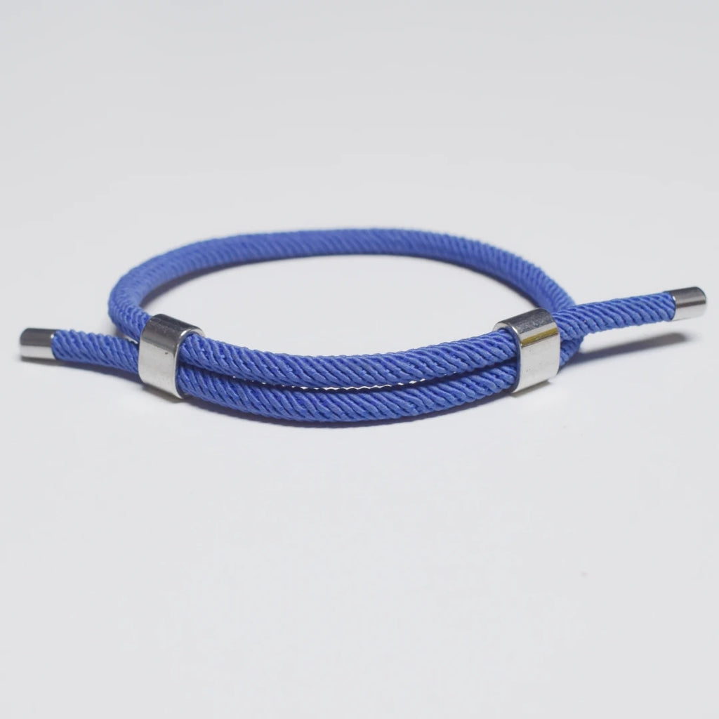 Adjustable Woven Cord Bracelet — Stainless Steel Sliding Clasp