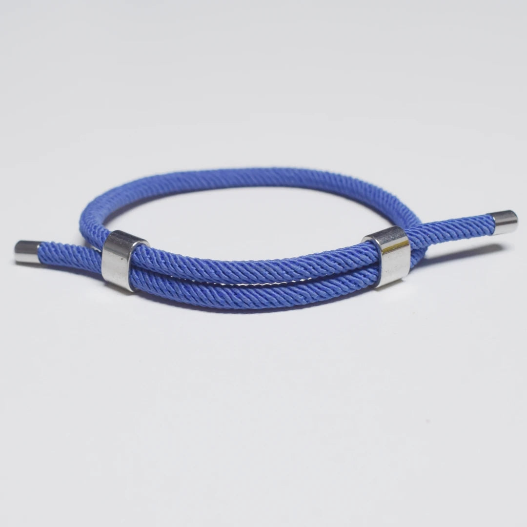 Adjustable Woven Cord Bracelet — Stainless Steel Sliding Clasp