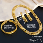 Chunky Chain Cross Collar Necklace Earrings Bracelet Set