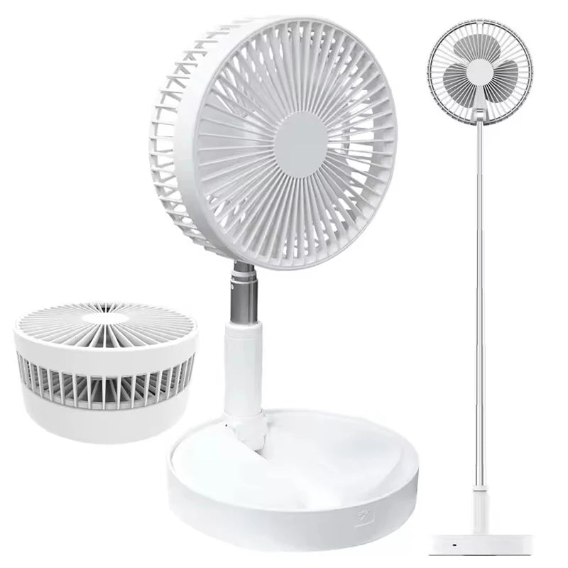 Portable Fan Rechargeable Mini Folding Telescopic Floor Low Noise Summer Fan Cooling For Household Bedroom Office Deskto