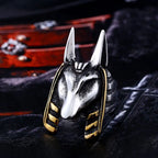 BEIER Stainless Steel Egypt Cross Anubis God Finger Rings For Men Punk Wolf Head Knuckle Ring Statement Retro Jewelry BR8-360