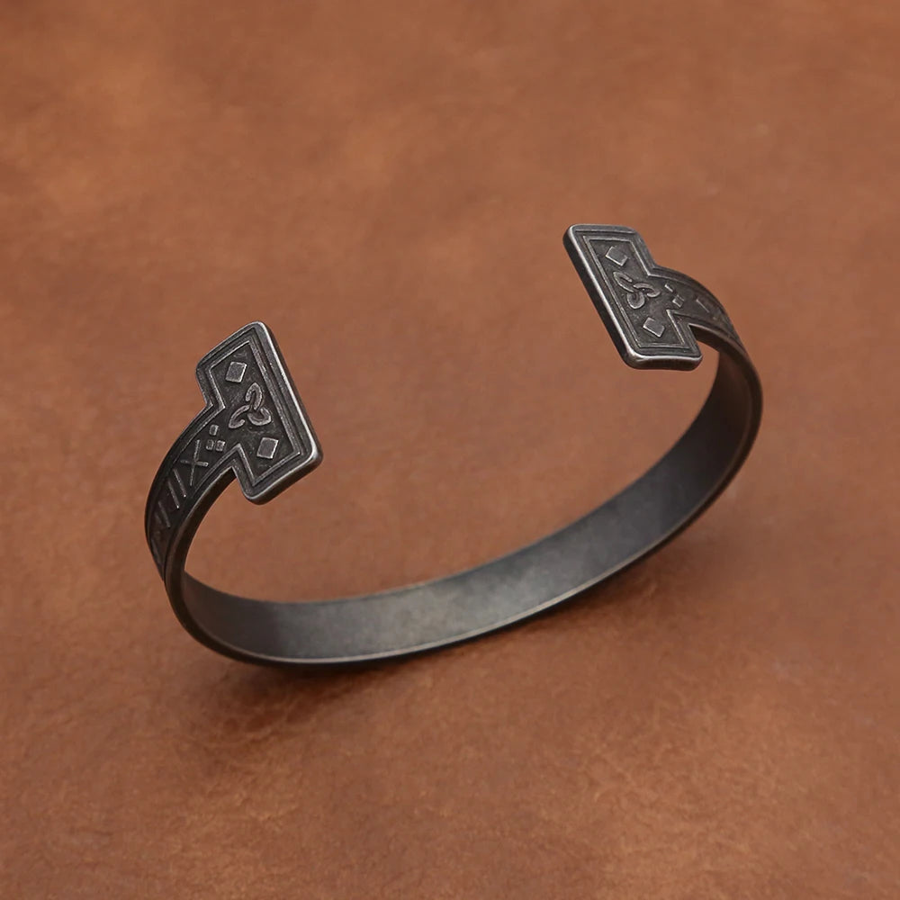 Viking Rune Open Bracelet — Stainless Steel