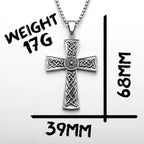 Carved Cross Pendant Necklace — Stainless Steel