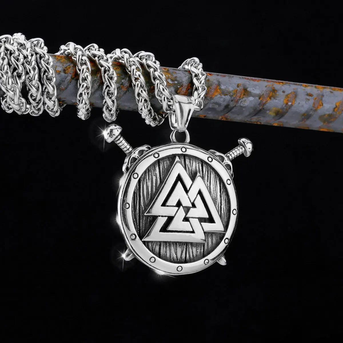 Nordic Totem Amulet Rune Necklace Retro Geometric Pattern Stainless Steel Jewelry Viking Punk Pendant Men's Fashion