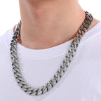 60CM 15MM Width Curb Cuban Link Chain Necklace for Man 316L Stainless Steel On Neck Chains Jewelry Men's Necklaces
