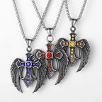 Angel Wing Cross Pendant — Stainless Steel