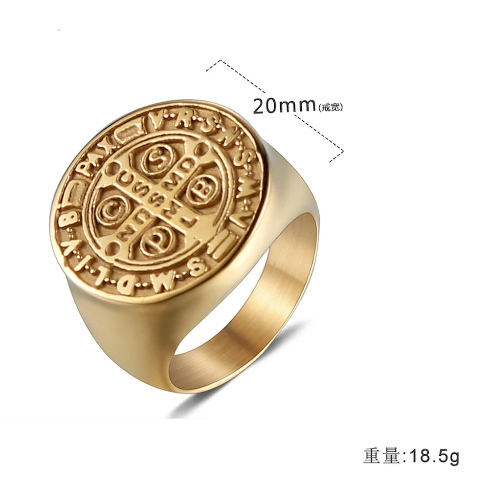 7/8/9/10/11/12 Retro Personality Letter Cross CSB Patterned Stainless Steel Ring Solid Waterproof Drop Shipping