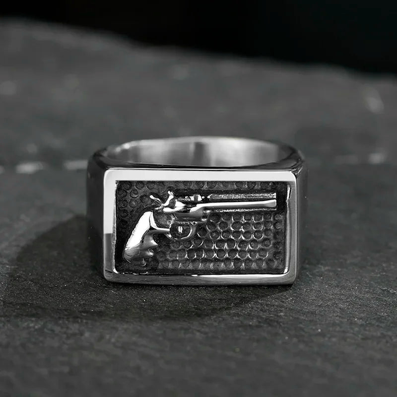 Vintage Guns Cowboy Ring — Stainless Steel