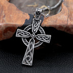 Mens Irish Celtic Knot Cross Pendant Necklace Stainless Steel Nordic Viking Necklace Ancient Talisman Pendant Jewelry
