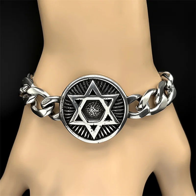 Star Steel Bracelet Judaism Israel Hexagram Jewish