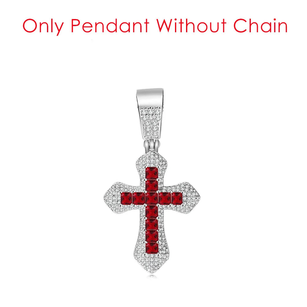 Cross Pendant Rope Chain Necklace Iced Out