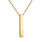 Vertical Blank Bar Pendant Necklace — Stainless Steel