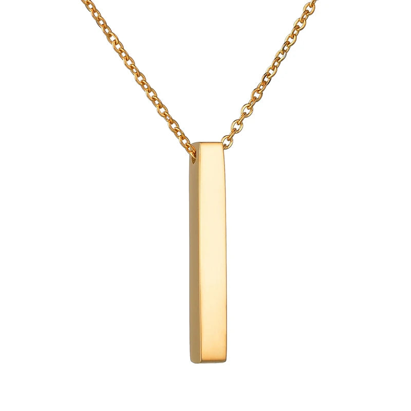 Vertical Blank Bar Pendant Necklace — Stainless Steel