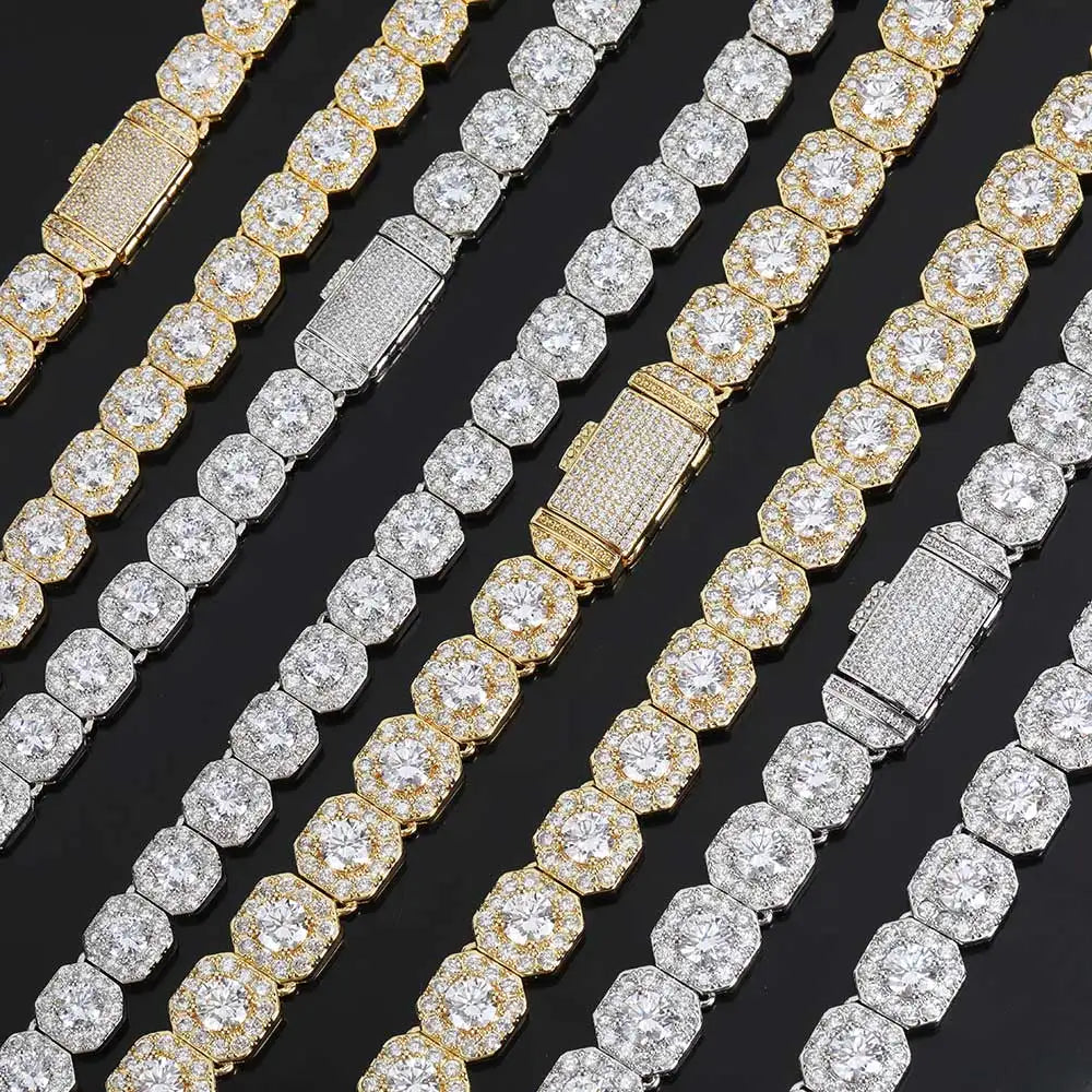 925 Silver VVS Moissanite Tennis Chain 10/12MM