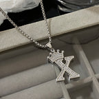 Freetry 26 Letters A-Z Zircon Crown Pendant Necklace for Women Men Punk Initial Alphabet Necklaces Hip Hop Choker Chain