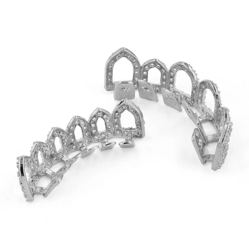 New Grillz Teeth Men Grills Your Teeth Top Bottom Set Brass Dental Grills Molding Bars Unisex Hip-Hop Rapper Costume