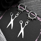 Gothic Scissors Rivet Hoop Dangle Earrings — Stainless Steel