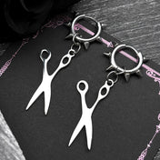 Gothic Scissors Rivet Hoop Dangle Earrings — Stainless Steel