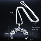 2024 Fashion Flower of Life Moon Stainless Steel Necklace for Women Silver Color Necklaces Pendants Jewelry colgantes