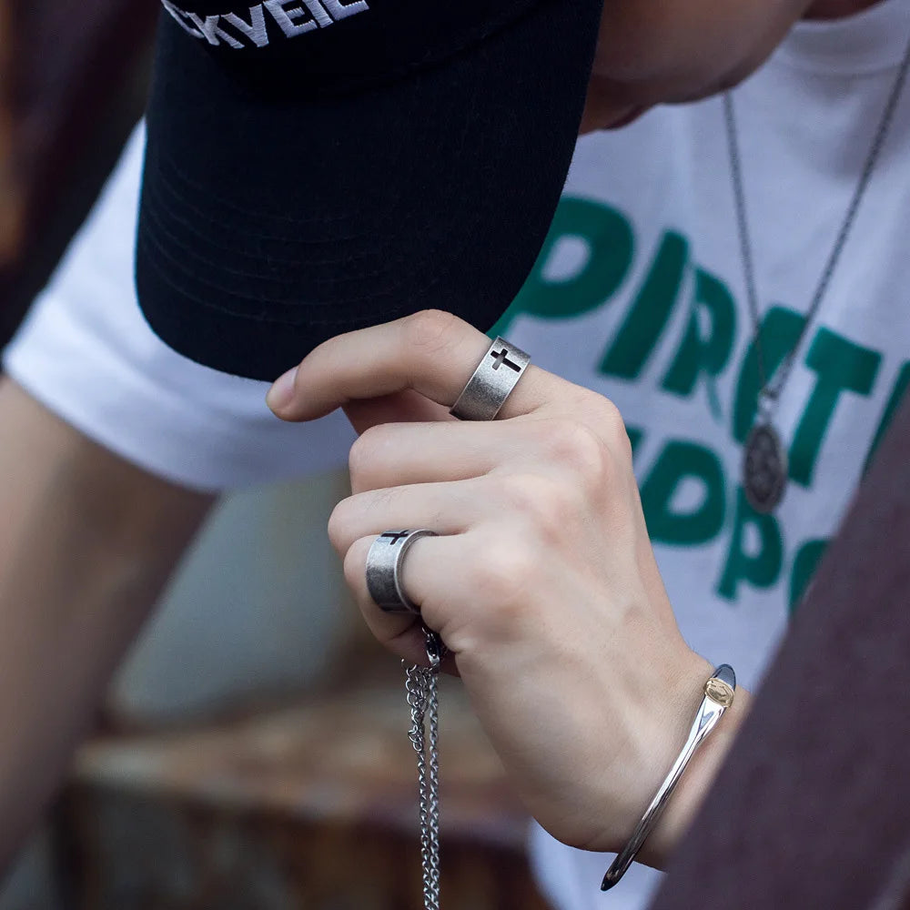 Vintage Cross Ring — Stainless Steel