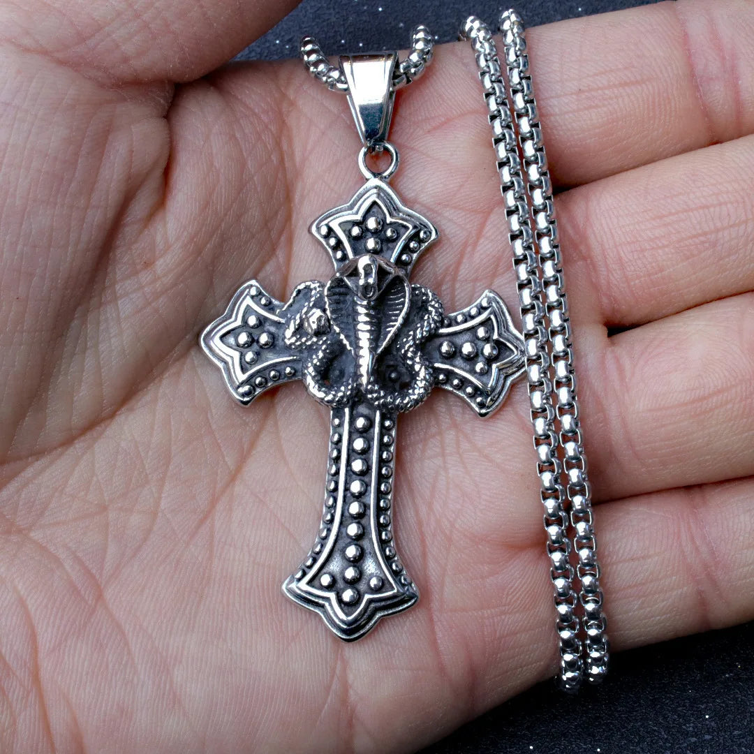 Gothic Cross Steel Pendant European American Retro