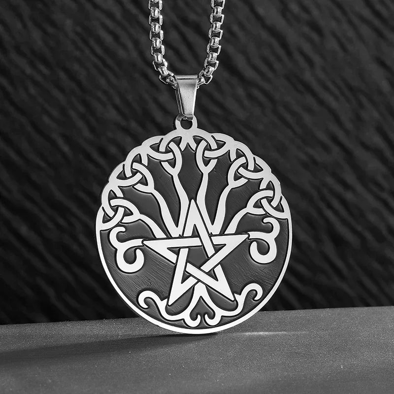 Stainless Steel Solomon Flower of Life Chakra Spirituality Necklace Archangel Sacred Geometry Metatron Pendant Jewelry Men Women