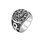 Vintage Egyptian Eye of Horus Ring Mysterious Ancient Egypt Text Symbol Ankh Rings for Men Stainless Steel Punk Jewelry