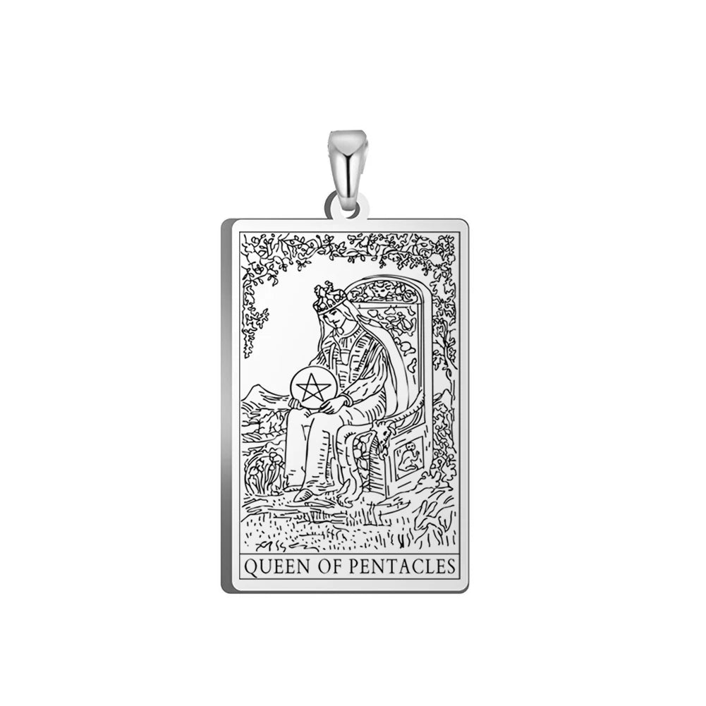 Dawapara Pentacles Tarot Card Pendant for Necklace Stainless Steel Golden Black Jewelry Accessories Charms Pendants