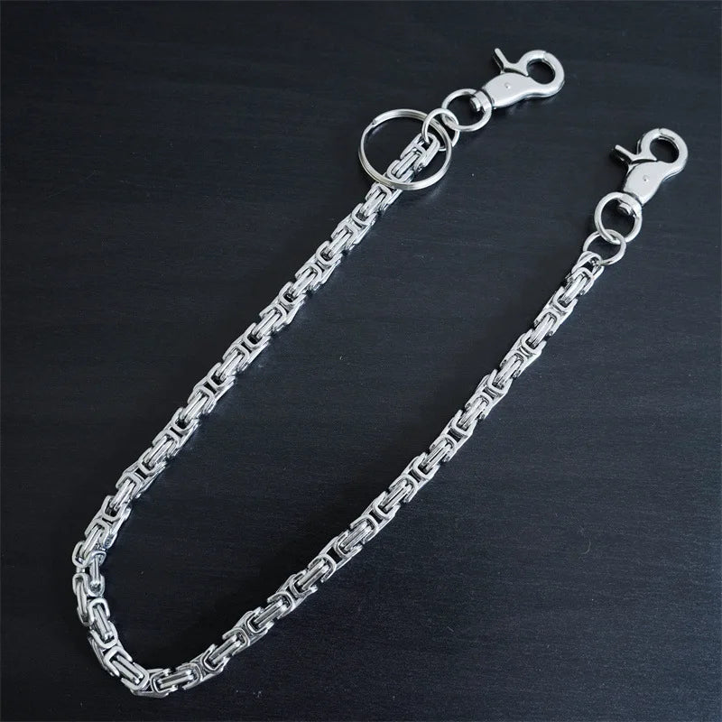 Biker Motorcycle Long Wallet Keychain — Stainless Steel