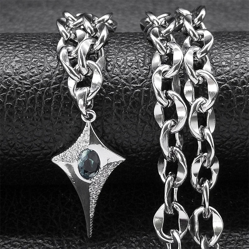 Star Steel Pendant Punk Kpop Shiny Bling Choker