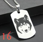 Wolf Dog Tag Pendant Necklace — Stainless Steel