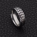 New Simple Fashion Tire Niche Geometric Ring Hip Hop Punk Retro Personality Creative Trend Striped Finger Ring Gift