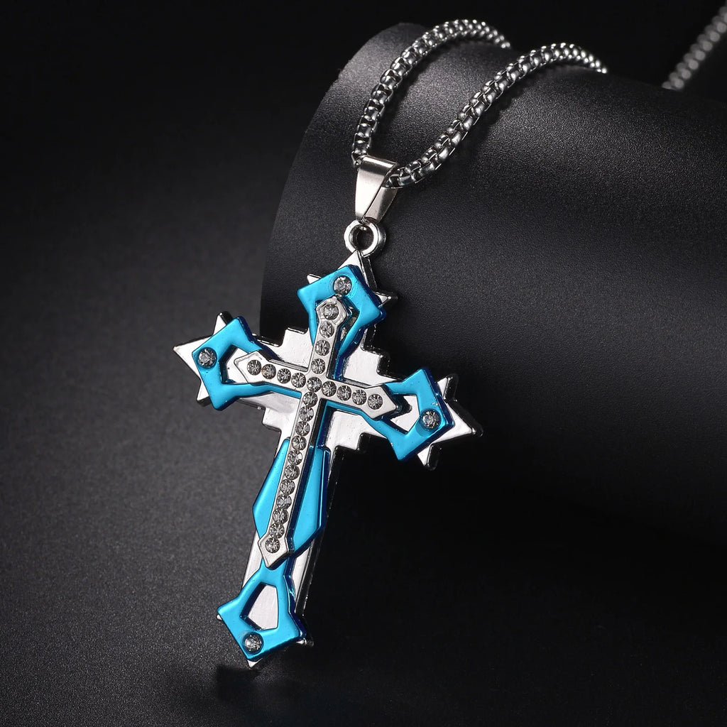 Christian Jesus Cross Necklace For Women Men Stainless Steel Chains Choker Religion Pendants Jewelry Prayer Baptism Gift