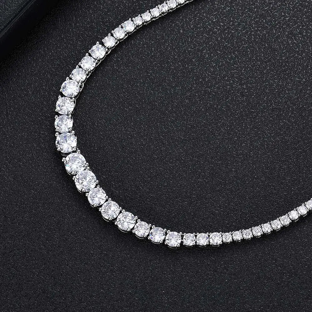 Tennis Chain Necklace Stainless Steel Gradient CZ