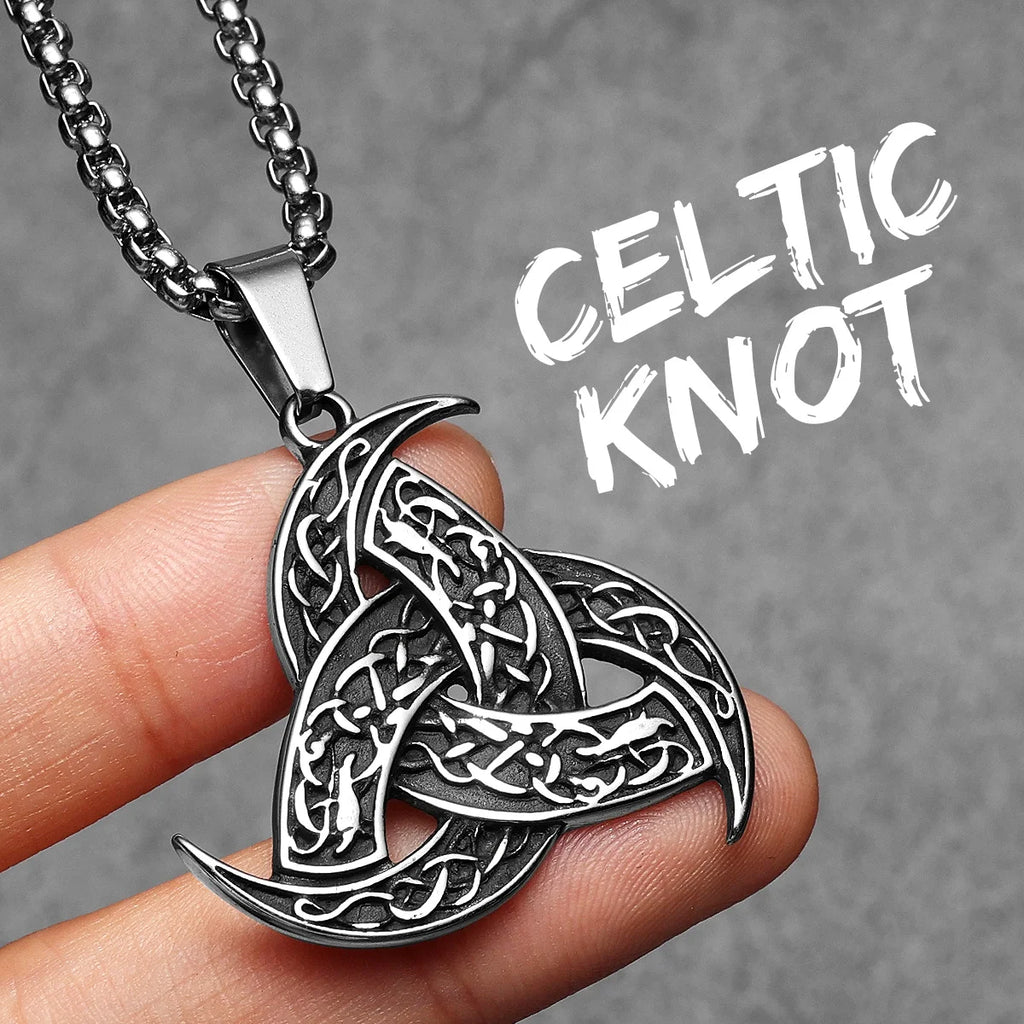 Celtic Knot Viking Carving Men Necklaces Stainless Steel Pendant Chain Women Punk Fashion Jewelry New Accessories Gift