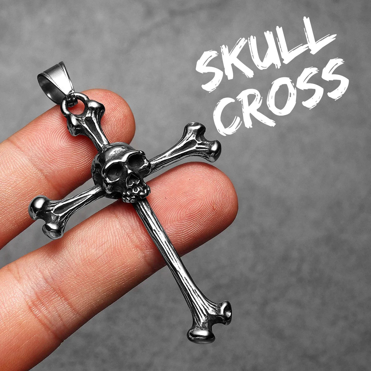 Skull Cross Stainless Steel Pendant Necklace