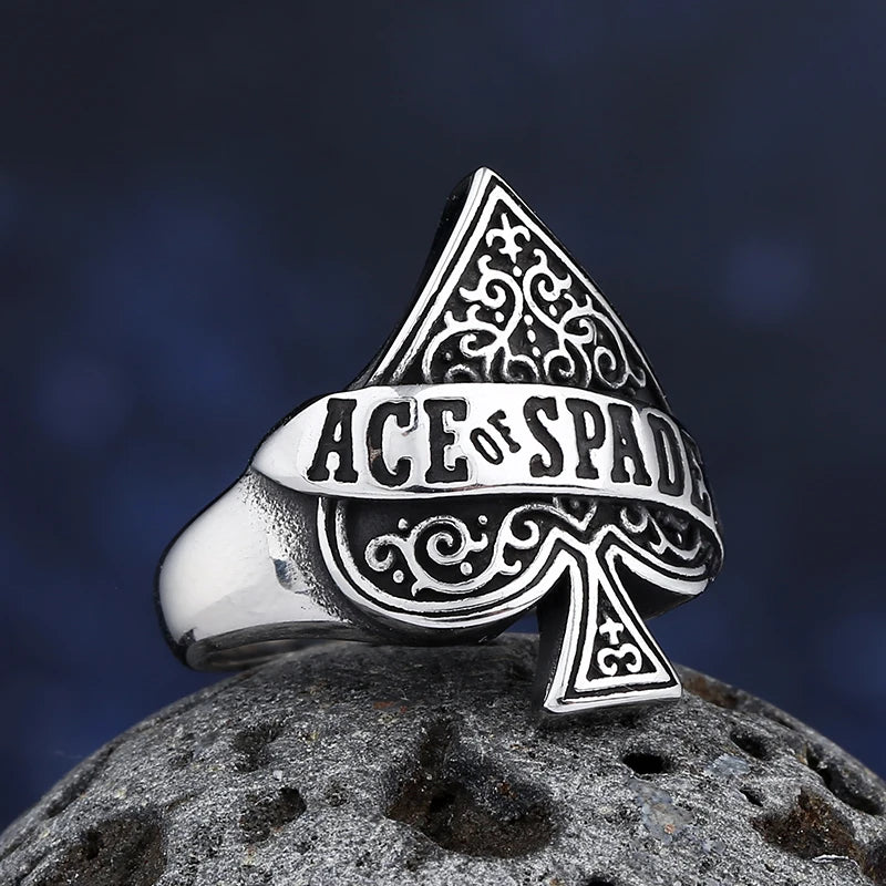 New Creative Design High Quality Ace Of Spade Playing Card Ring For Men Punk Hip Hop Dropshipping Jewelry