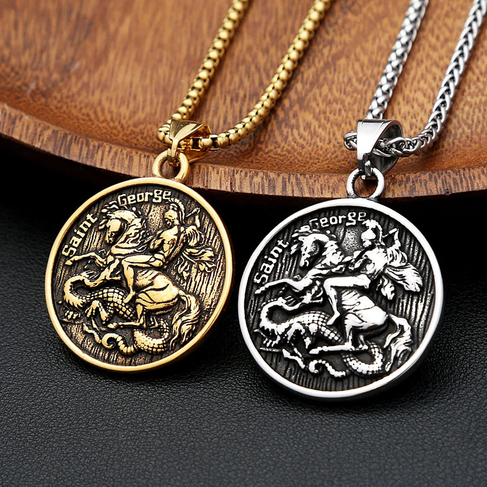 Saint George Dragon Pendant — Stainless