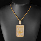 Iced Out Logo Tag Pendant Necklace