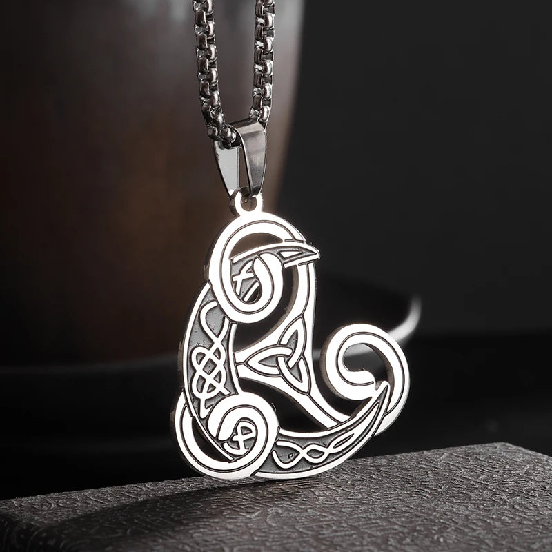 Celtic Witch Knot Pendant Necklace — Steel