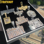 New Hip Hop Money Pendant Necklace Gold Color Iced Out Bling CZ Cubic Zirconia Letters Rich Dollar Charm Men Women