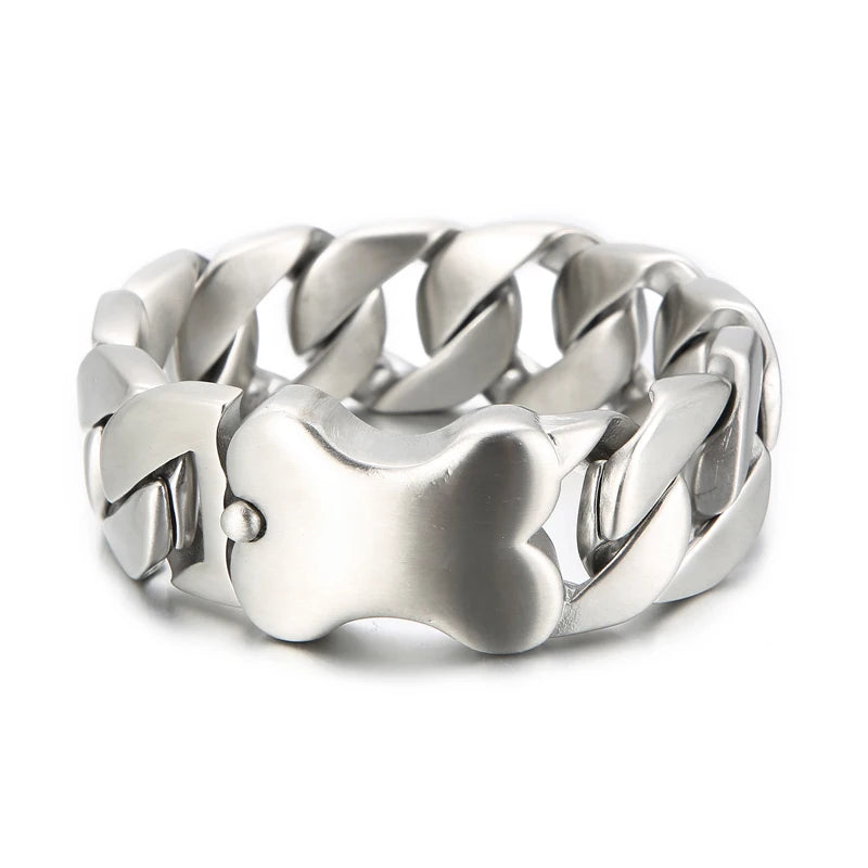 31mm Men's Heavy Bracelets Stainless Steel Cuban Chain Brushed Shiny Chunky Bracelet Bangle For Men Silver Color Jewelry