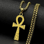 Egyptian Ankh Cross Stainless Steel Pendant Necklace for Women Men Key of Life Symbol Cross Chain Necklaces Amulet